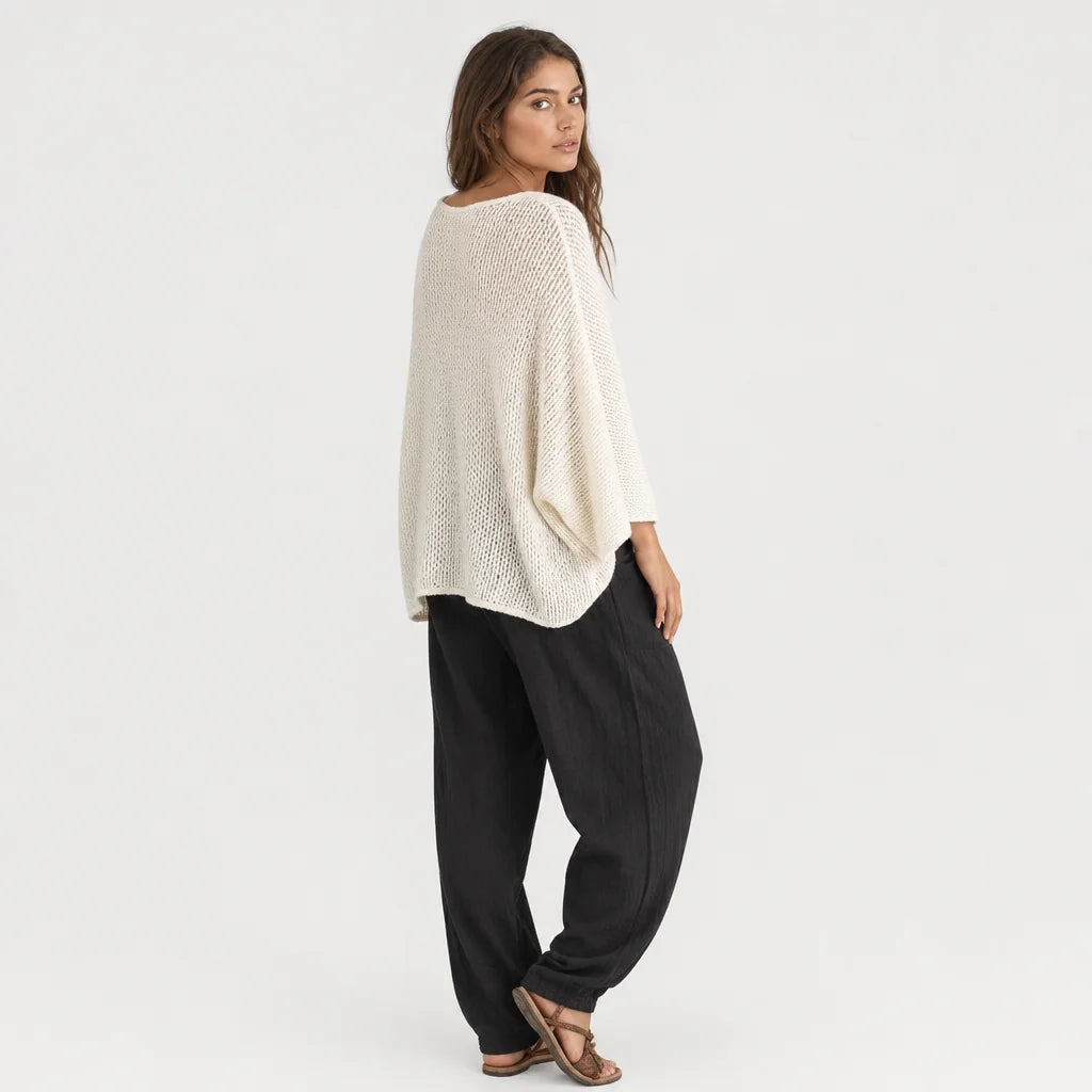 Women's Lightweight Knit Two-Piece Outfit | Stylish Cape-Sleeved Sweater Set with Relaxed Harem Pants 4