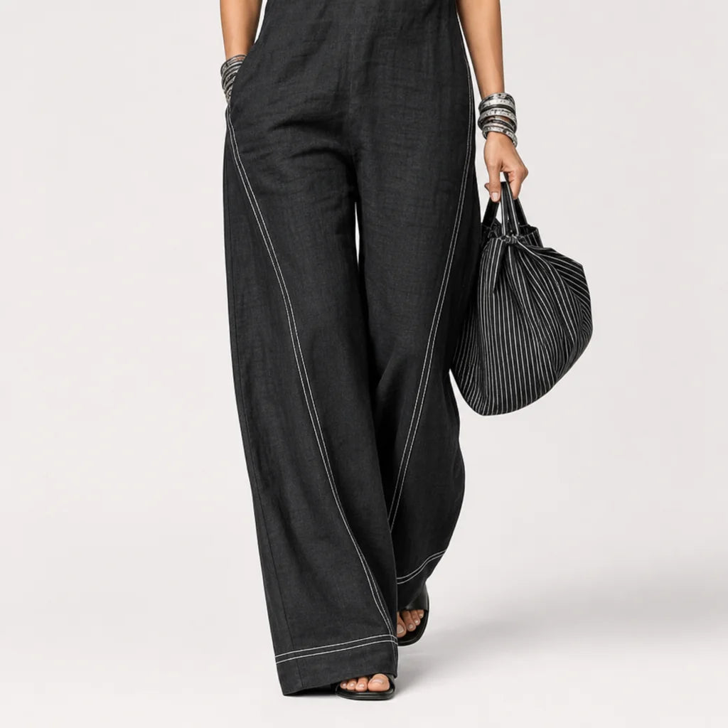 Women's Polyester Blend Sleeveless Jumpsuit | Elegant Loose-Fit Casual Romper 6