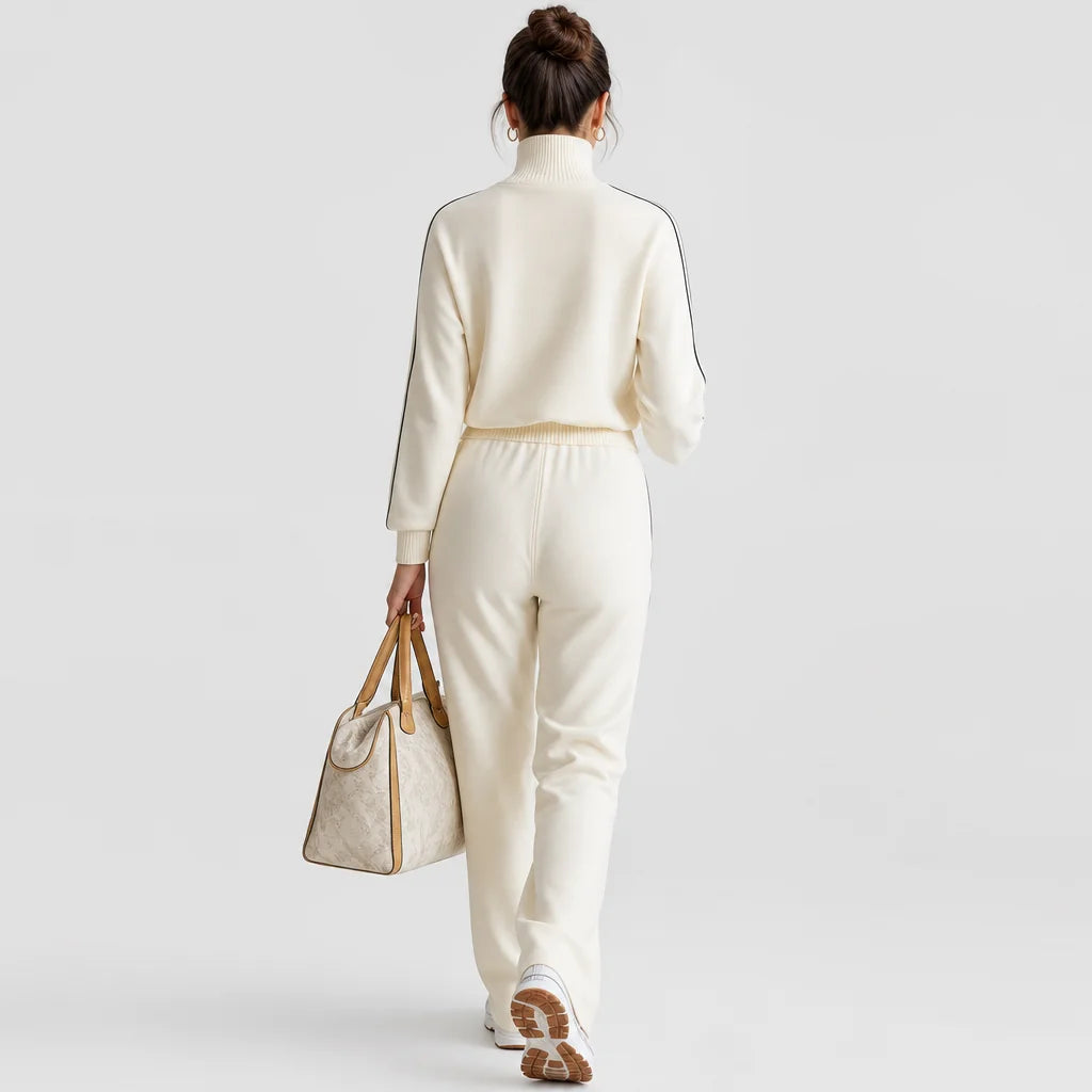 Women's Ribbed Polyester Workout Set | Cute Matching Activewear with Half Turtleneck 5