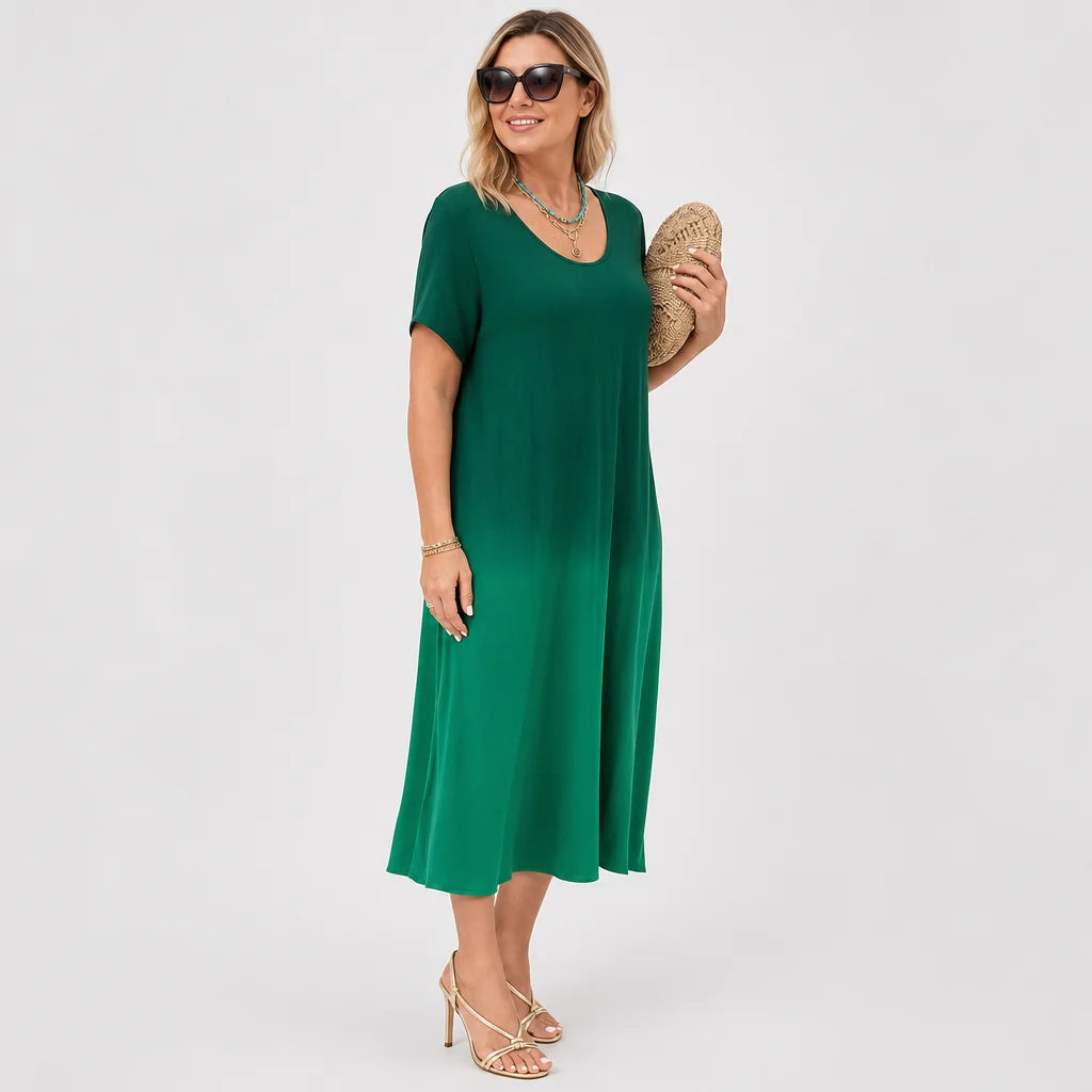 Women's Silky Dip-Dye Summer Dress | Elegant Flattering A-Line Design 5