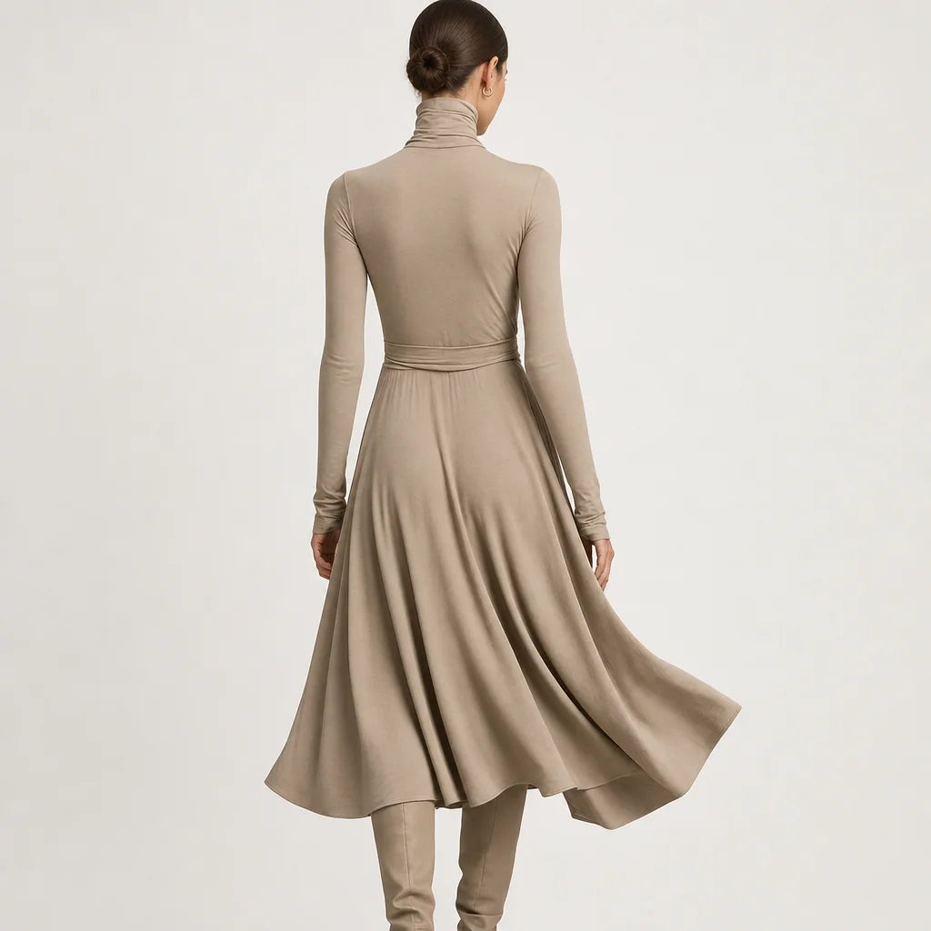 Women's Soft Knit Blend Maxi Dress | Elegant Long Sleeve High Neck Formal Dress 4
