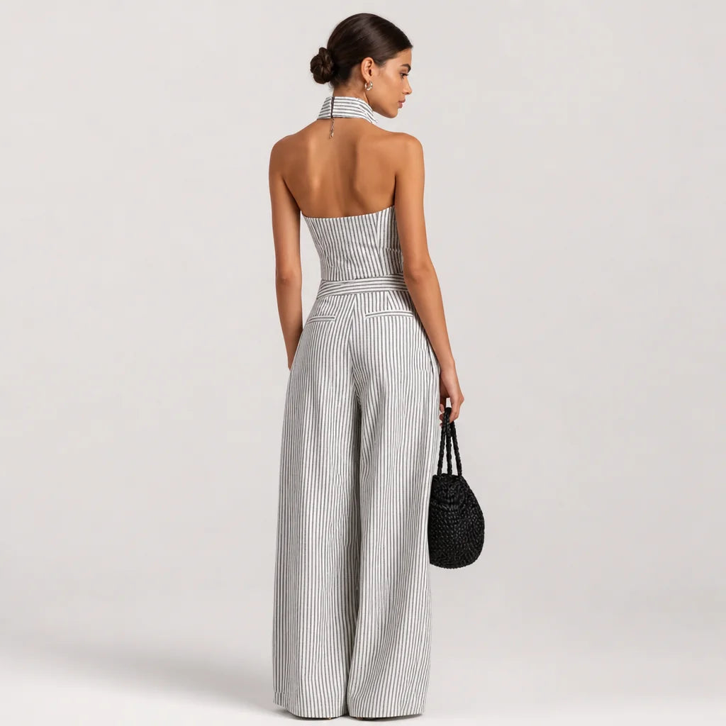 Women's Striped Linen Jumpsuit | Chic Sleeveless Summer Outfit 4