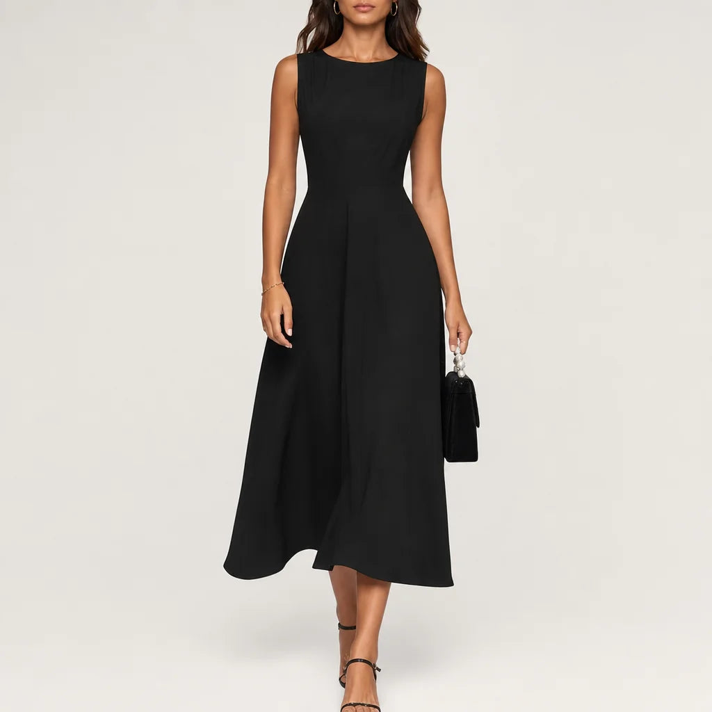 Women's Blended Fabric Midi Dress | Bold Colorblock Square Neck Design 2