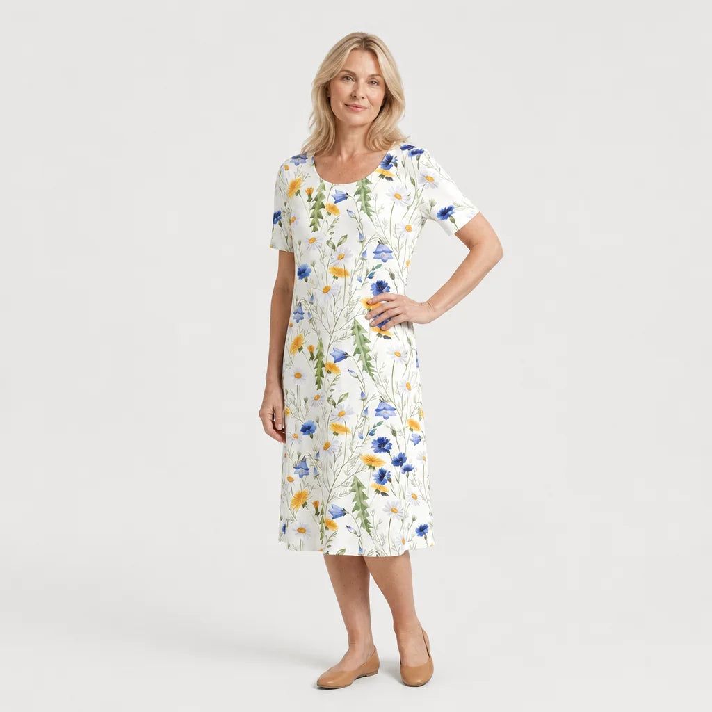 Women's Breathable Floral Midi Dress | Elegant A-Line Summer Dress for Casual Wear 2