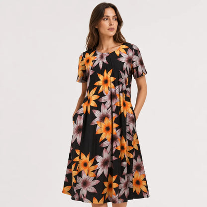 Women's Breathable Floral Midi Dress | Elegant A-Line Summer Dress for Casual Wear 9
