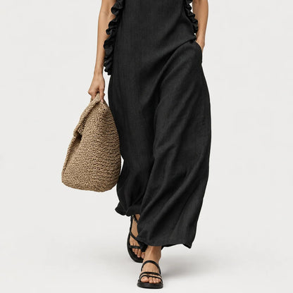 Women's Breathable Linen Blend Maxi Dress | Elegant Sleeveless Ruffle Summer Dress 7