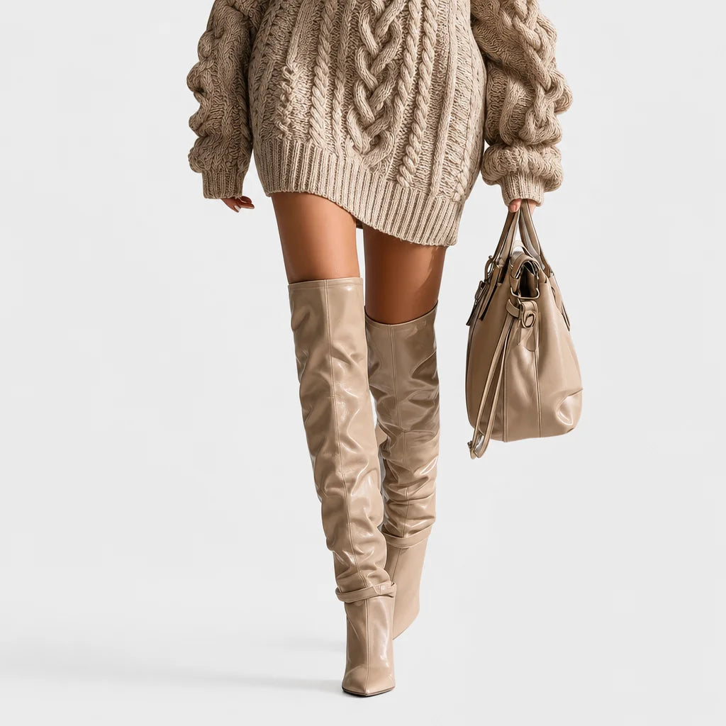 Women's Cable Knit Off-the-Shoulder Mini Dress | Chic Beige Summer Dress 2