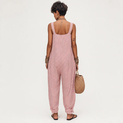 Women's Comfortable Striped Jumpsuit | Chic Loose-Fit Sleeveless Summer Outfit 1