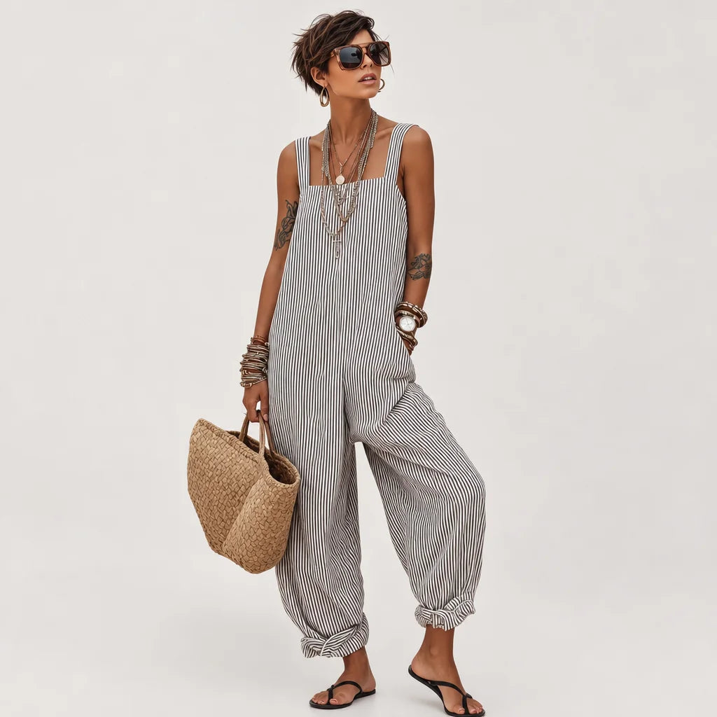 Women's Comfortable Striped Jumpsuit | Chic Loose-Fit Sleeveless Summer Outfit 2