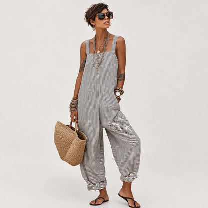 Women's Comfortable Striped Jumpsuit | Chic Loose-Fit Sleeveless Summer Outfit 2