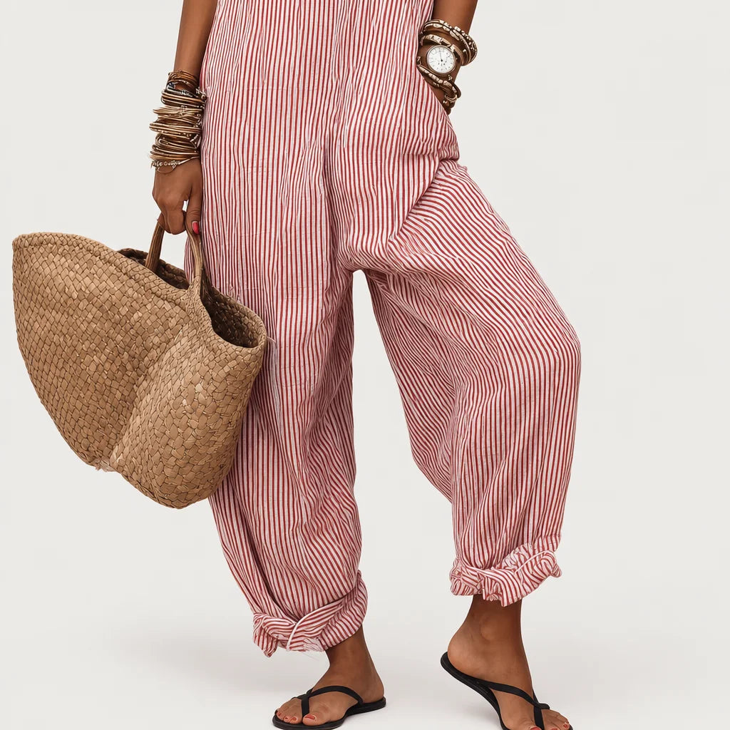 Women's Comfortable Striped Jumpsuit | Chic Loose-Fit Sleeveless Summer Outfit 5