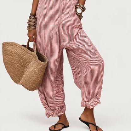 Women's Comfortable Striped Jumpsuit | Chic Loose-Fit Sleeveless Summer Outfit 5