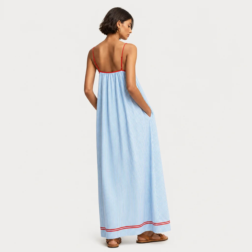 Women's Comfortable Striped Maxi Dress | Elegant Spaghetti Strap Summer Dress 1