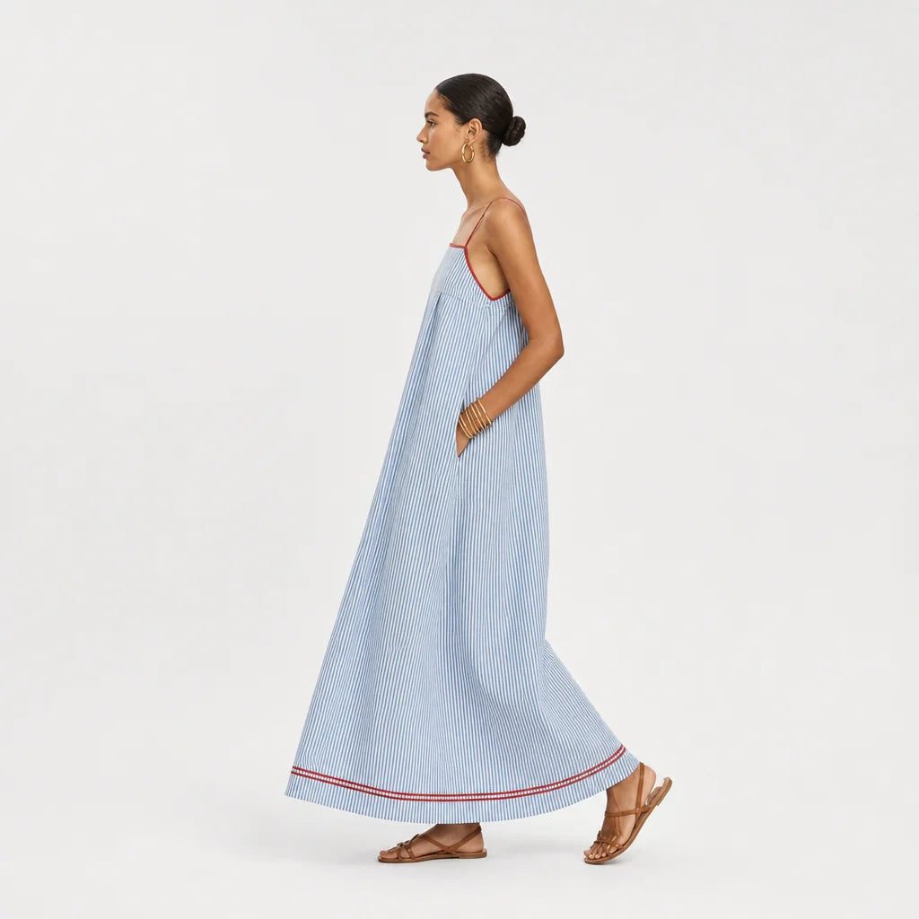 Women's Comfortable Striped Maxi Dress | Elegant Spaghetti Strap Summer Dress 2