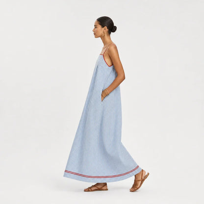 Women's Comfortable Striped Maxi Dress | Elegant Spaghetti Strap Summer Dress 2