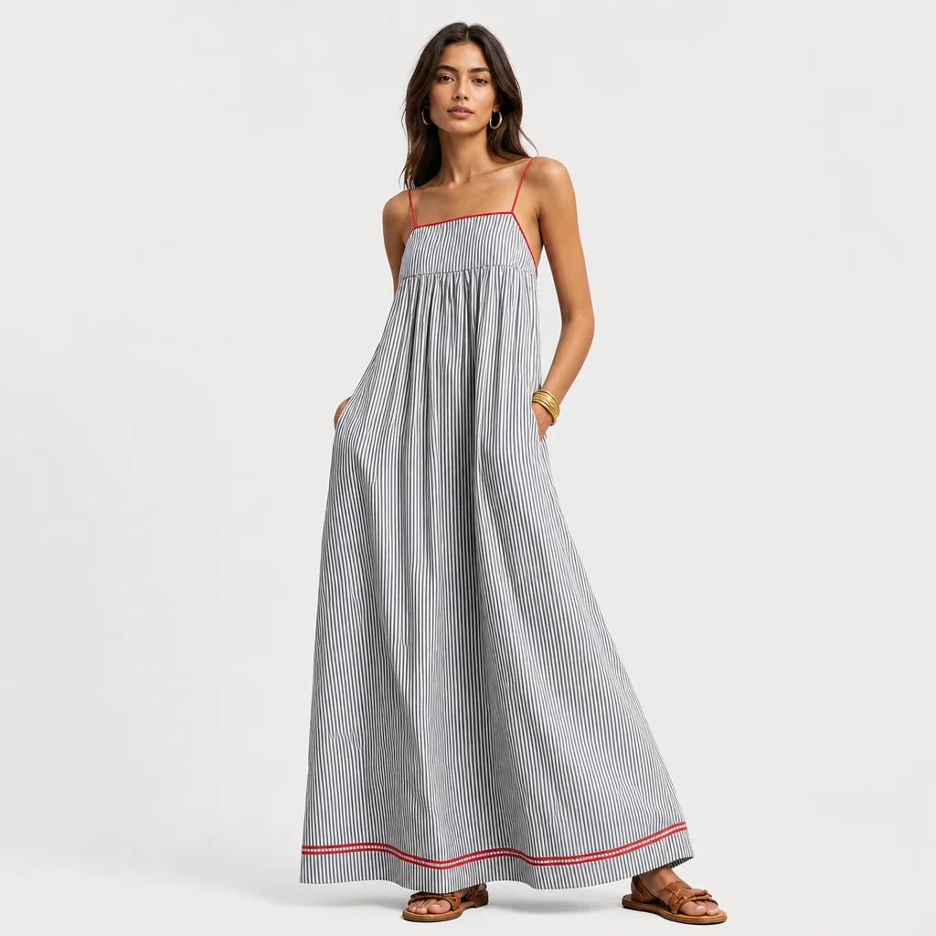 Women's Comfortable Striped Maxi Dress | Elegant Spaghetti Strap Summer Dress 3