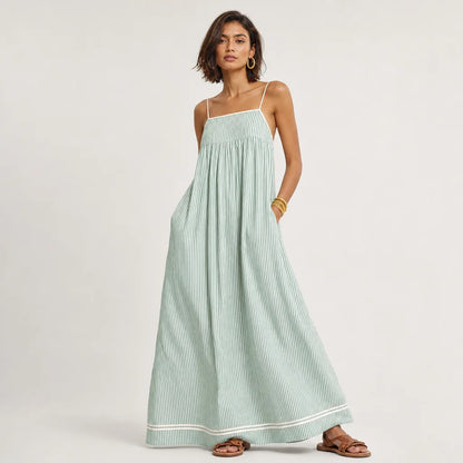 Women's Comfortable Striped Maxi Dress | Elegant Spaghetti Strap Summer Dress 4