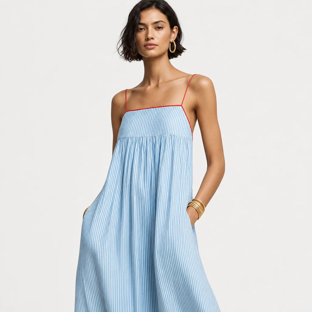 Women's Comfortable Striped Maxi Dress | Elegant Spaghetti Strap Summer Dress 5