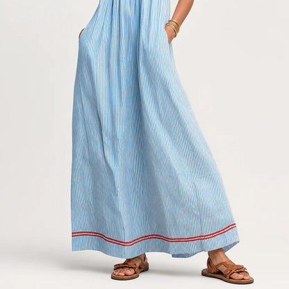 Women's Comfortable Striped Maxi Dress | Elegant Spaghetti Strap Summer Dress 6