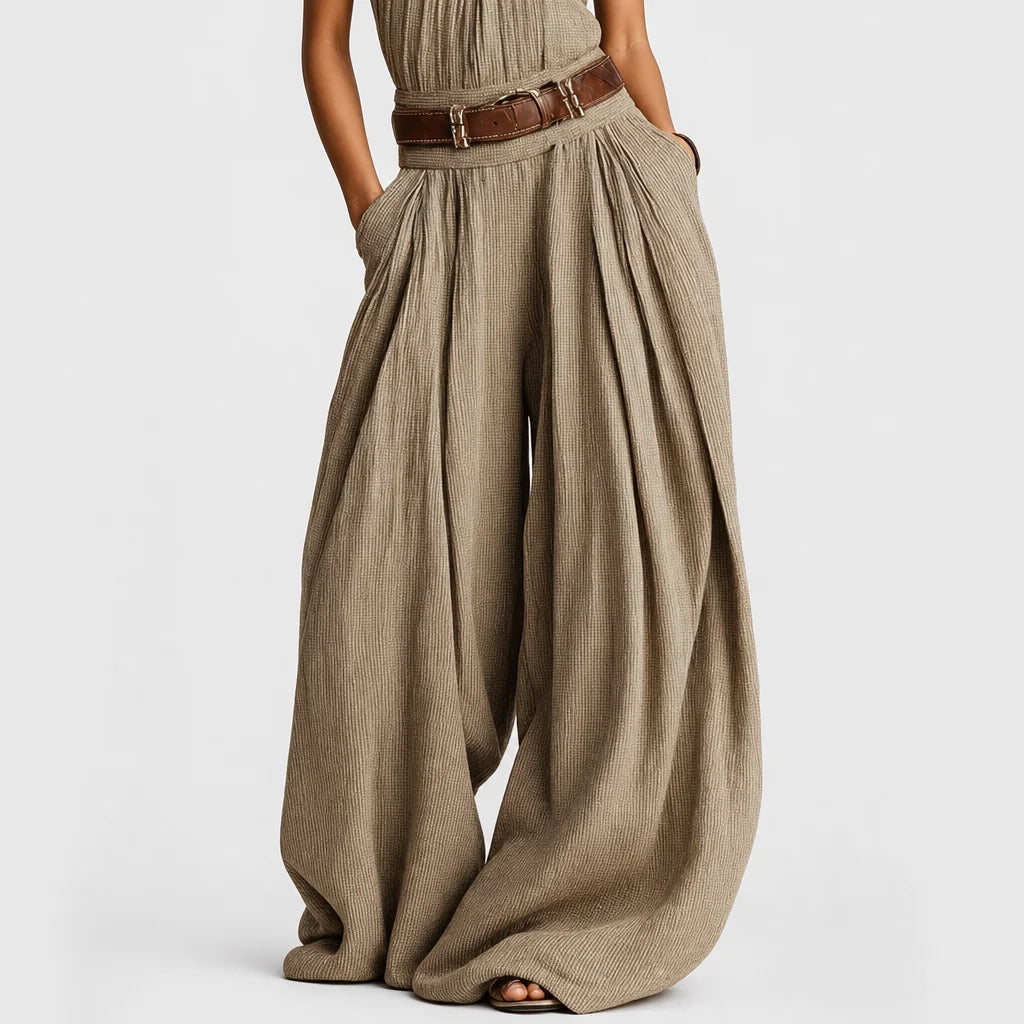 Women's Cotton-Blend Jumpsuit | Elegant Halter Neck Wide-Leg Design 3