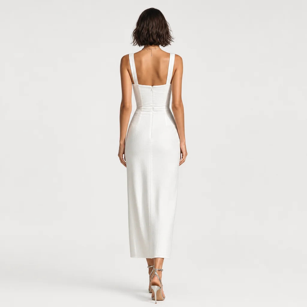 Women's Cotton-Linen Blend Midi Dress | Elegant Sleeveless Summer Dress 4
