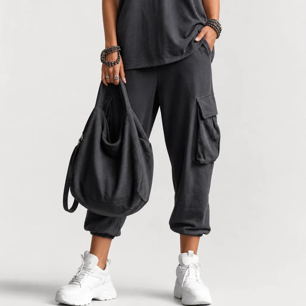 Women's Cotton Blend Casual Two Piece Set | Relaxed Sleeveless Top and Jogger Pants 4