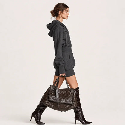 Women's Cotton Blend Hooded Mini Dress | Stylish Casual Sportswear for Spring Summer 2