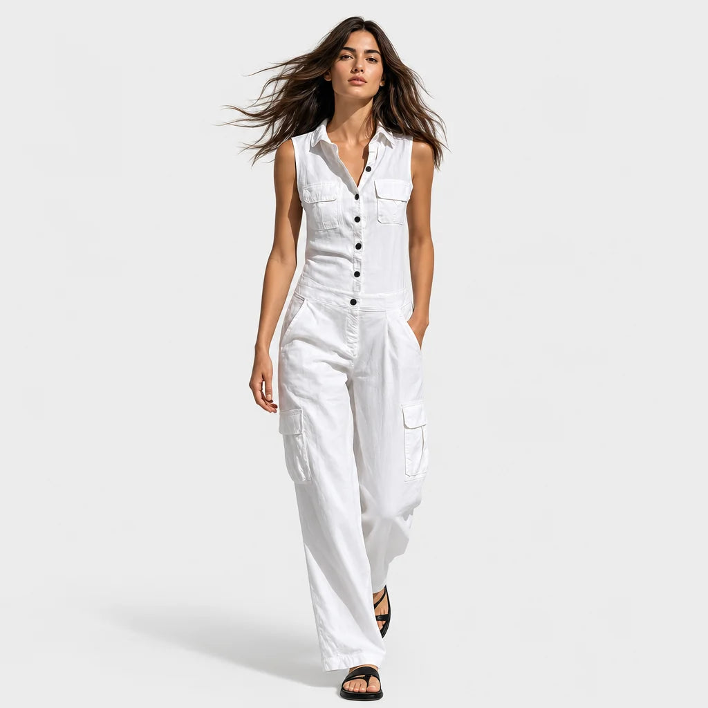 Women's Cotton Blend Jumpsuit | Stylish Sleeveless Full-Length Outfit 2