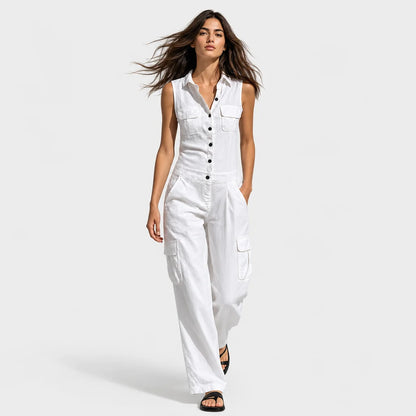 Women's Cotton Blend Jumpsuit | Stylish Sleeveless Full-Length Outfit 2