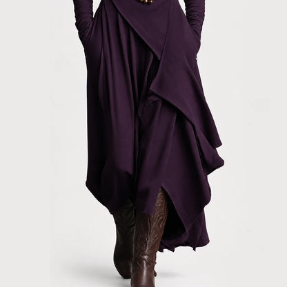 Women's Cotton Blend Maxi Dress | Relaxed Turtleneck Bohemian Style 3