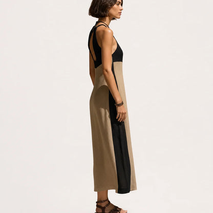 Women's Cotton Blend Midi Dress | Stylish Halter Neck Black Summer Dress 4