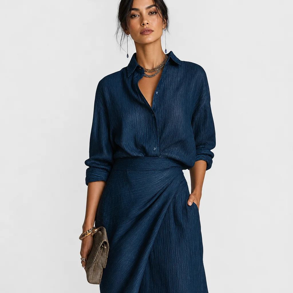 Women's Cotton Linen Blend Maxi Dress | Elegant Dark Blue Long Summer Dress 1