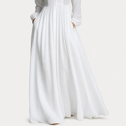 Women's Cotton Linen Maxi Dress | Elegant Long-Sleeve Spring & Autumn Gown 5
