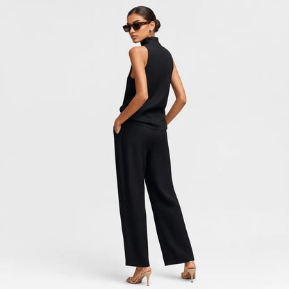 Women's Cotton Linen Two-Piece Set | Elegant Sleeveless Top and Matching Trousers 5