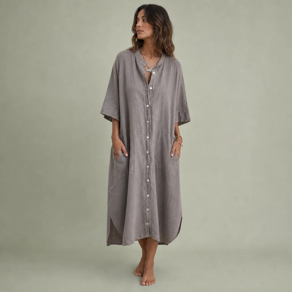 Women's Cotton Midi Dress | Relaxed Boho Summer Outfit | Comfortable Loose-Fit Fashion 0