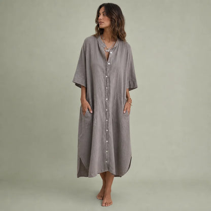 Women's Cotton Midi Dress | Relaxed Boho Summer Outfit | Comfortable Loose-Fit Fashion 0