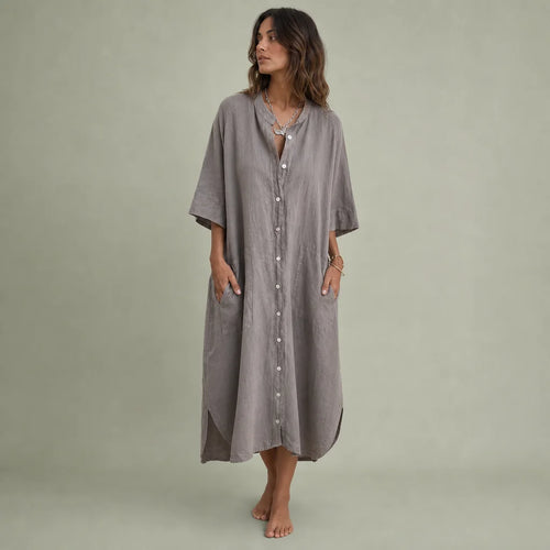 Women's Cotton Midi Dress | Relaxed Boho Summer Outfit | Comfortable Loose-Fit Fashion 0