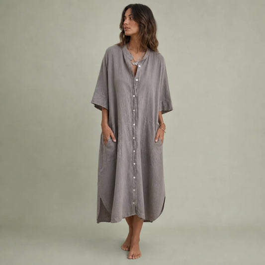 Women's Cotton Midi Dress | Relaxed Boho Summer Outfit | Comfortable Loose-Fit Fashion 0