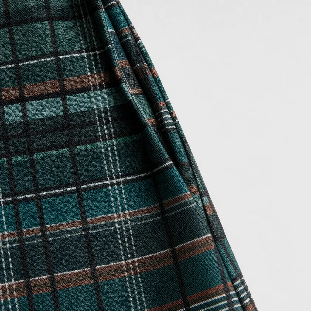 Women's Cotton Plaid Maxi Dress | Elegant Lapel Collar Summer Dress 7