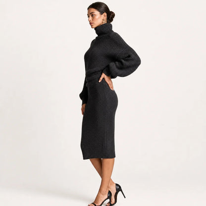 Women's Cozy Knit Sweater Dress | Oversized Turtleneck Midi Dress for Fall Winter 3