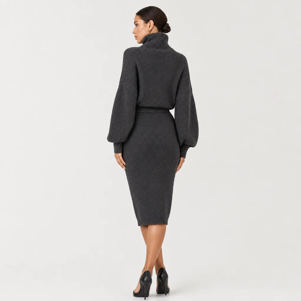 Women's Cozy Knit Sweater Dress | Oversized Turtleneck Midi Dress for Fall Winter 4