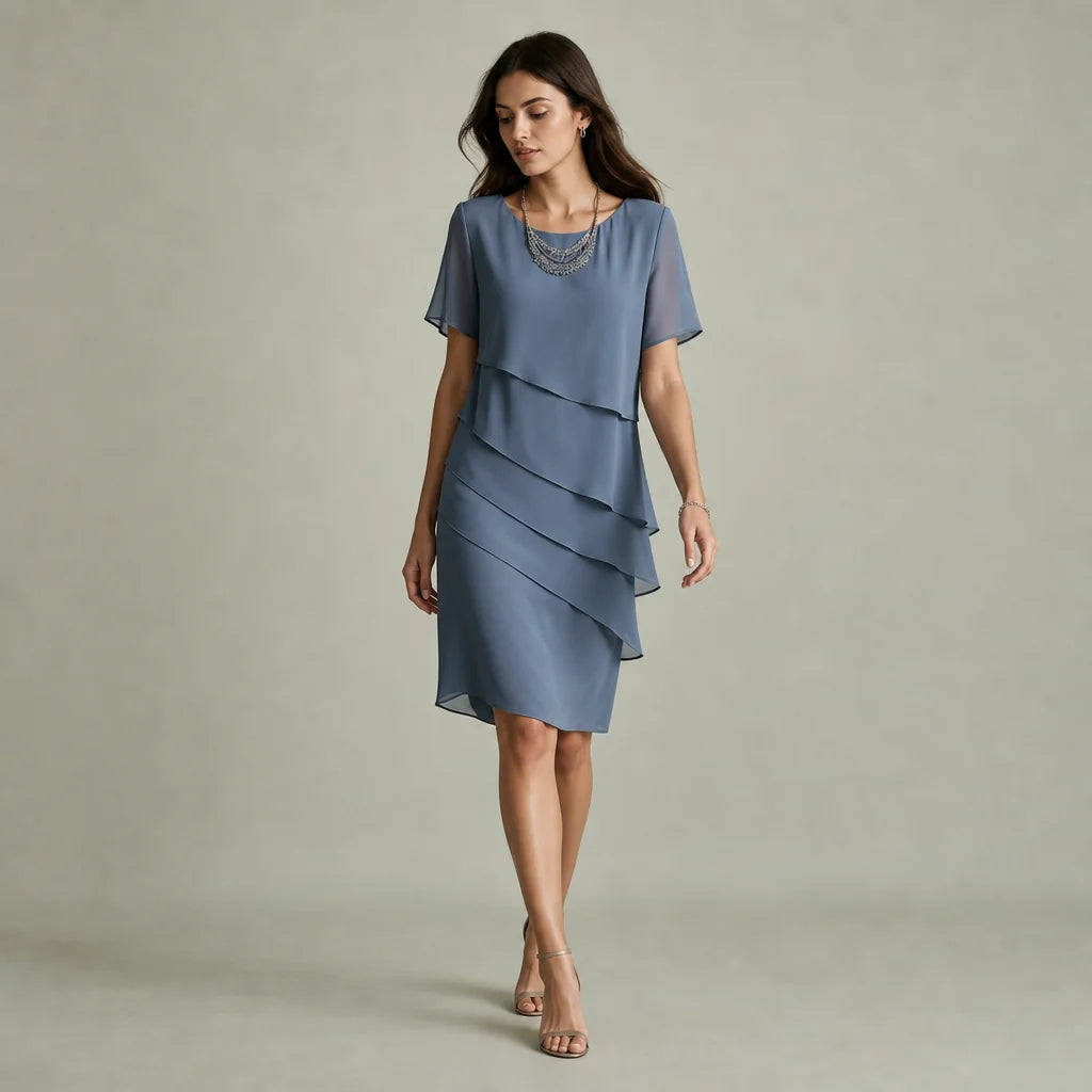 Women's Elegant Layered Dress | Tummy-Flattering Formal Cocktail Dress 0