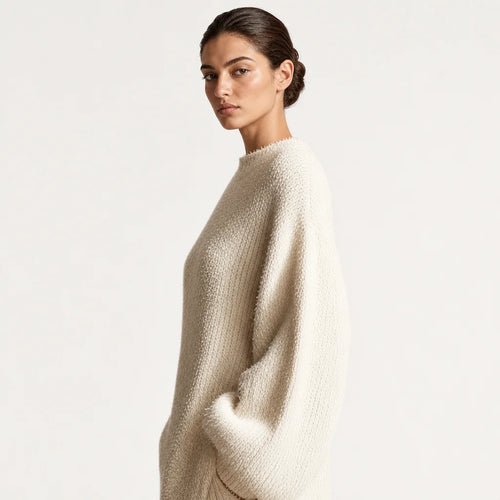 Women's Faux Mink Knit Midi Dress | Cozy Asymmetric Slit Elegant Outfit 3