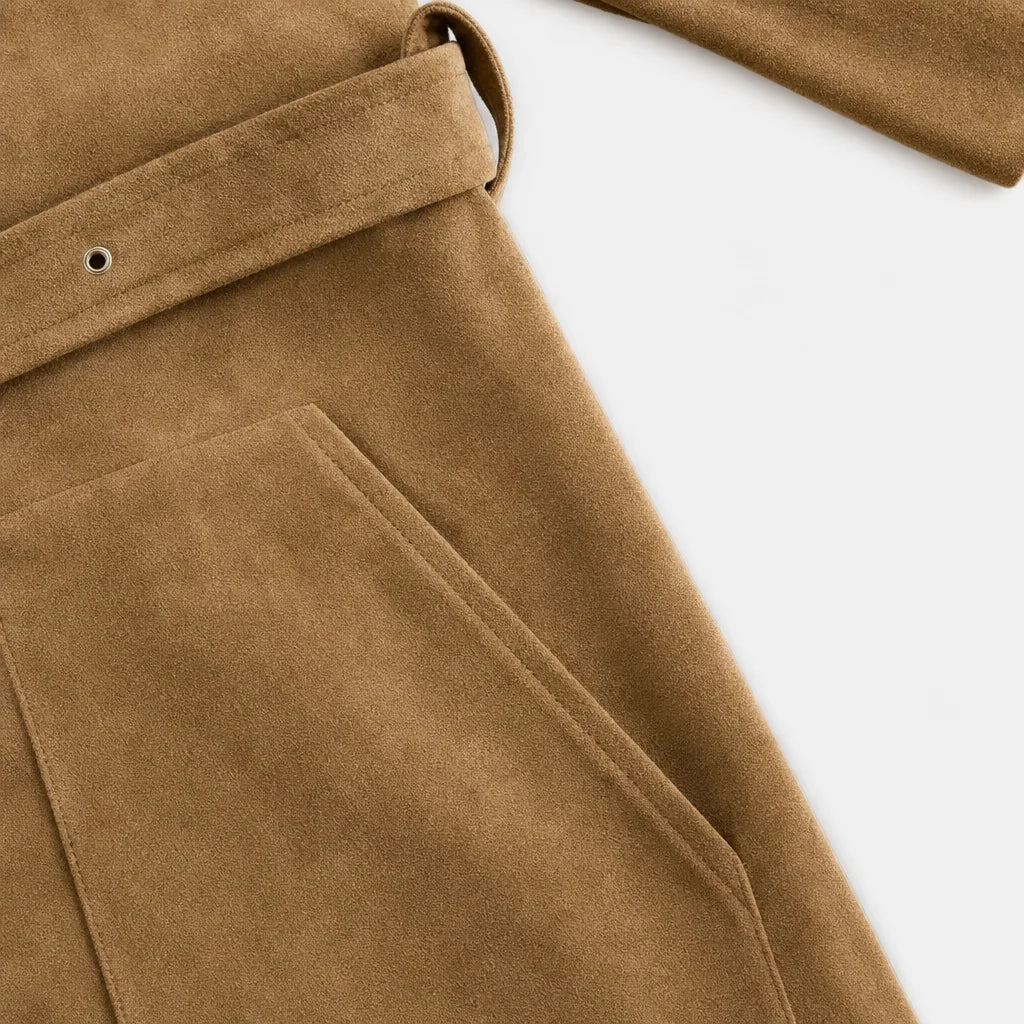 Women's Faux Suede Midi Dress | Elegant Long Sleeve Formal Outfit 7