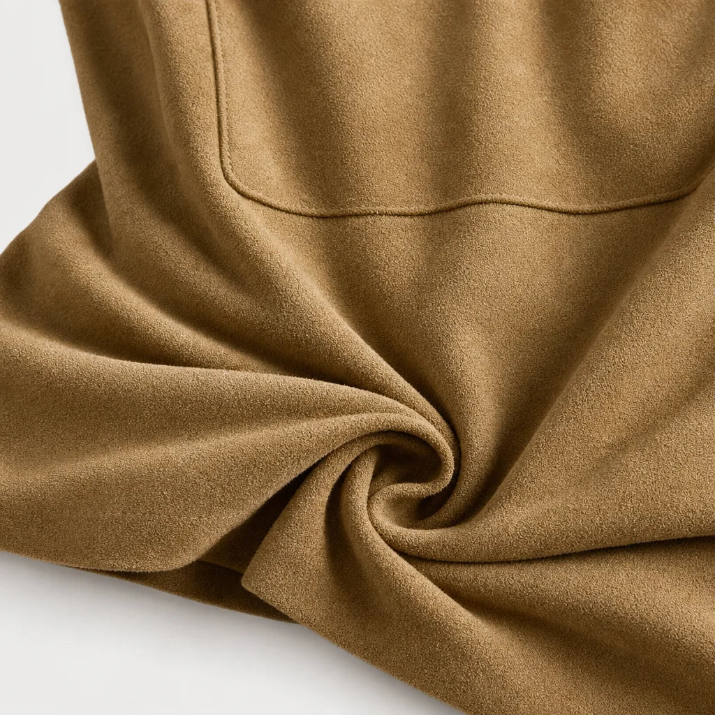 Women's Faux Suede Midi Dress | Elegant Long Sleeve Formal Outfit 8