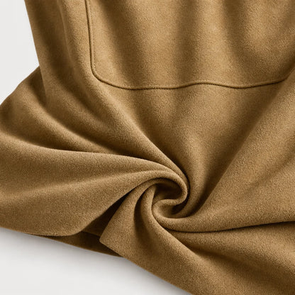 Women's Faux Suede Midi Dress | Elegant Long Sleeve Formal Outfit 8