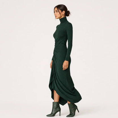 Women's High-Elastic Knitted Midi Dress | Elegant High-Neck Wrap Cocktail Dress 6