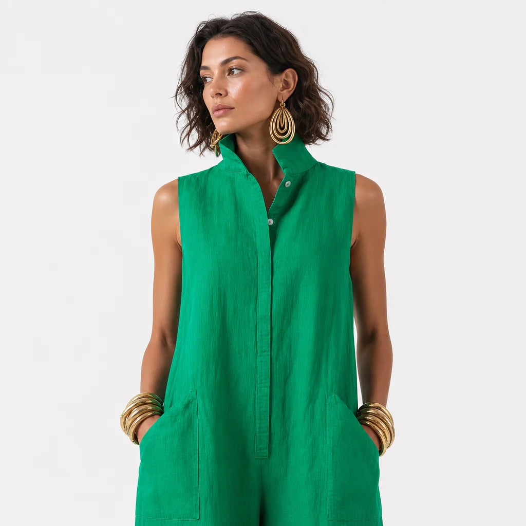 Women's Lightweight Linen Blend Jumpsuit | Chic Sleeveless Loose-Fit Summer Outfit 5