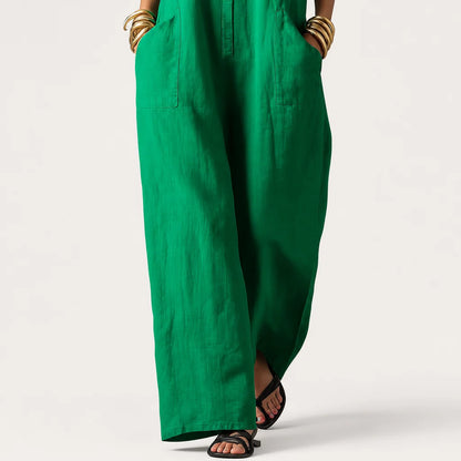 Women's Lightweight Linen Blend Jumpsuit | Chic Sleeveless Loose-Fit Summer Outfit 6