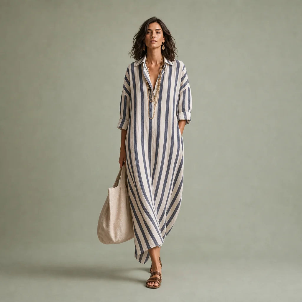 Women's Lightweight Linen Blend Shirt Dress | Casual Relaxed Fit Summer Dress 0